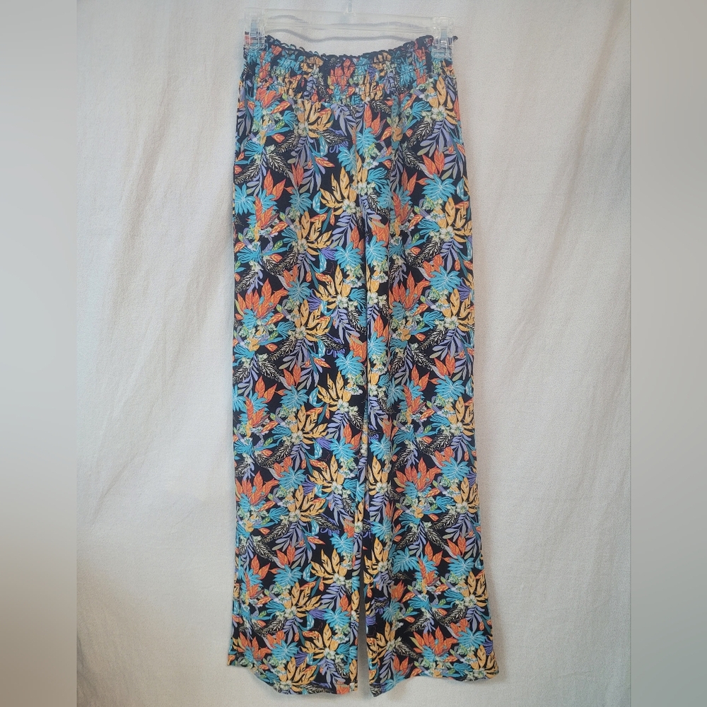 Lily Rose Resortwea Pants, Womens XS, Floral Print Wide-Leg Pants Beach Summer